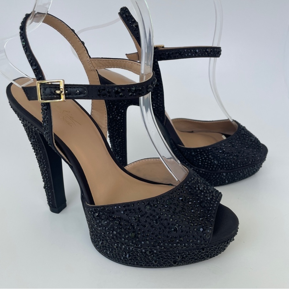 Thalia Sodi Black Heels with Gold Buckle